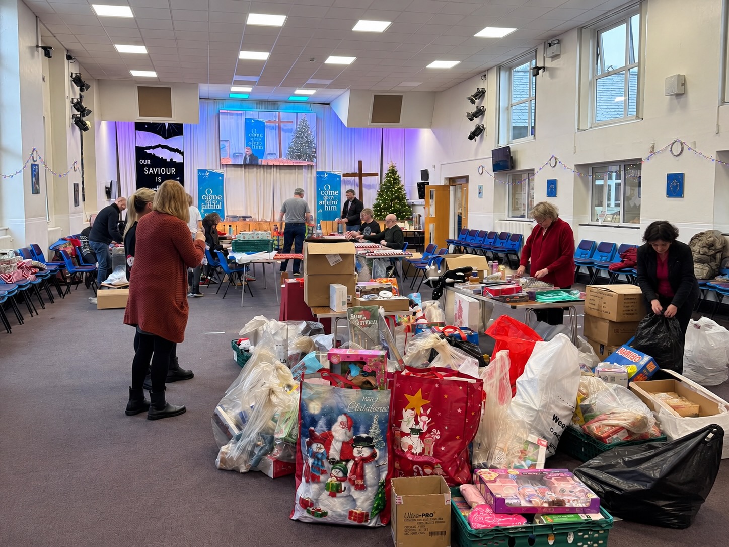 Volunteers supporting the Blue Spot Foundation Toy Appeal